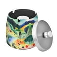 thumbnail image 1 of Yayeee Ashtray with Lid for Cigarette Smokeless Stainless Steel Home Ash Holder, Art Field, 1 of 7