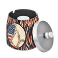 thumbnail image 1 of Yayeee Ashtray with Lid for Cigarette Smokeless Stainless Steel Home Ash Holder, Baseball Pattern, 1 of 7