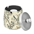 thumbnail image 1 of Yayeee Ashtray with Lid for Cigarette Smokeless Stainless Steel Home Ash Holder, Beige Birds, 1 of 7