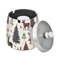 thumbnail image 1 of Yayeee Ashtray with Lid for Cigarette Smokeless Stainless Steel Home Ash Holder, Beige Christmas Forest, 1 of 7