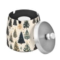 thumbnail image 1 of Yayeee Ashtray with Lid for Cigarette Smokeless Stainless Steel Home Ash Holder, Beige Christmas Trees, 1 of 7