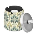 thumbnail image 1 of Yayeee Ashtray with Lid for Cigarette Smokeless Stainless Steel Home Ash Holder, Beige Floral Pattern, 1 of 7
