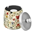 thumbnail image 1 of Yayeee Ashtray with Lid for Cigarette Smokeless Stainless Steel Home Ash Holder, Beige Floral, 1 of 7
