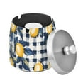 thumbnail image 1 of Yayeee Ashtray with Lid for Cigarette Smokeless Stainless Steel Home Ash Holder, Beige Plaid Lemon, 1 of 7