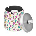 thumbnail image 1 of Yayeee Ashtray with Lid for Cigarette Smokeless Stainless Steel Home Ash Holder, Beige Retro Pattern, 1 of 7