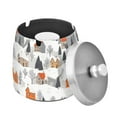 thumbnail image 1 of Yayeee Ashtray with Lid for Cigarette Smokeless Stainless Steel Home Ash Holder, Beige Snow Houses, 1 of 7