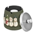 thumbnail image 1 of Yayeee Ashtray with Lid for Cigarette Smokeless Stainless Steel Home Ash Holder, Beige Snowmen, 1 of 7