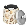 thumbnail image 1 of Yayeee Ashtray with Lid for Cigarette Smokeless Stainless Steel Home Ash Holder, Beige Watercolor Seashells, 1 of 7