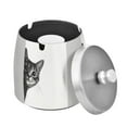 thumbnail image 1 of Yayeee Ashtray with Lid for Cigarette Smokeless Stainless Steel Home Ash Holder, Black Cute Cat, 1 of 7