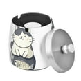 thumbnail image 1 of Yayeee Ashtray with Lid for Cigarette Smokeless Stainless Steel Home Ash Holder, Black Cute Cat, 1 of 7