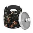 thumbnail image 1 of Yayeee Ashtray with Lid for Cigarette Smokeless Stainless Steel Home Ash Holder, Black Flowers, 1 of 7