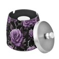 thumbnail image 1 of Yayeee Ashtray with Lid for Cigarette Smokeless Stainless Steel Home Ash Holder, Black Roses, 1 of 7