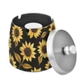 thumbnail image 1 of Yayeee Ashtray with Lid for Cigarette Smokeless Stainless Steel Home Ash Holder, Black Sunflower Pattern, 1 of 7