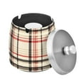thumbnail image 1 of Yayeee Ashtray with Lid for Cigarette Smokeless Stainless Steel Home Ash Holder, Black Tartan, 1 of 7
