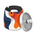 thumbnail image 1 of Yayeee Ashtray with Lid for Cigarette Smokeless Stainless Steel Home Ash Holder, Blue Abstract Wavy, 1 of 7