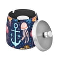 thumbnail image 1 of Yayeee Ashtray with Lid for Cigarette Smokeless Stainless Steel Home Ash Holder, Blue Anchor, 1 of 7