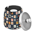 thumbnail image 1 of Yayeee Ashtray with Lid for Cigarette Smokeless Stainless Steel Home Ash Holder, Blue Circle Mosaic, 1 of 7