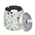 thumbnail image 1 of Yayeee Ashtray with Lid for Cigarette Smokeless Stainless Steel Home Ash Holder, Blue Floral, 1 of 7