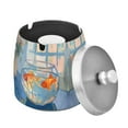 thumbnail image 1 of Yayeee Ashtray with Lid for Cigarette Smokeless Stainless Steel Home Ash Holder, Blue Goldfish, 1 of 7