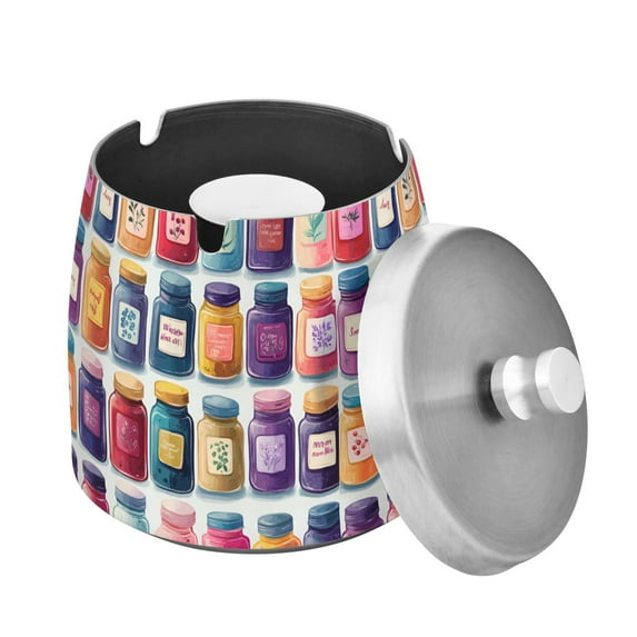 Yayeee Ashtray with Lid for Cigarette Smokeless Stainless Steel Home Ash Holder, Blue Jam Jars