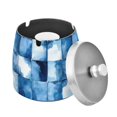 thumbnail image 1 of Yayeee Ashtray with Lid for Cigarette Smokeless Stainless Steel Home Ash Holder, Blue Pattern, 1 of 7