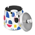 thumbnail image 1 of Yayeee Ashtray with Lid for Cigarette Smokeless Stainless Steel Home Ash Holder, Blue Retro Shapes, 1 of 7