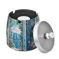 thumbnail image 1 of Yayeee Ashtray with Lid for Cigarette Smokeless Stainless Steel Home Ash Holder, Blue Sea, 1 of 7