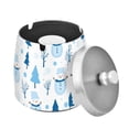 thumbnail image 1 of Yayeee Ashtray with Lid for Cigarette Smokeless Stainless Steel Home Ash Holder, Blue Simple Cartoon Snowmen, 1 of 7