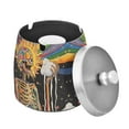 thumbnail image 1 of Yayeee Ashtray with Lid for Cigarette Smokeless Stainless Steel Home Ash Holder, Bright Skeleton, 1 of 7