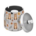 thumbnail image 1 of Yayeee Ashtray with Lid for Cigarette Smokeless Stainless Steel Home Ash Holder, Brown Cartoon Bears, 1 of 7