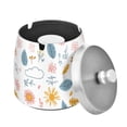 thumbnail image 1 of Yayeee Ashtray with Lid for Cigarette Smokeless Stainless Steel Home Ash Holder, Cartoon Doodles, 1 of 7