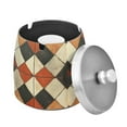 thumbnail image 1 of Yayeee Ashtray with Lid for Cigarette Smokeless Stainless Steel Home Ash Holder, Checkered Pattern, 1 of 7