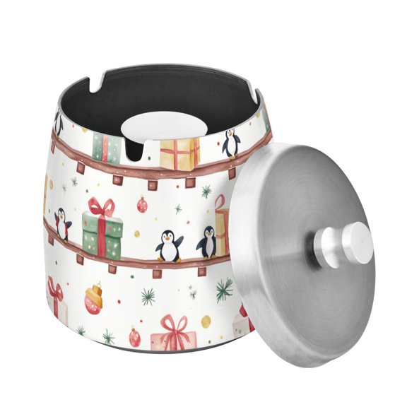 Yayeee Ashtray with Lid for Cigarette Smokeless Stainless Steel Home Ash Holder, Christmas Gift Train