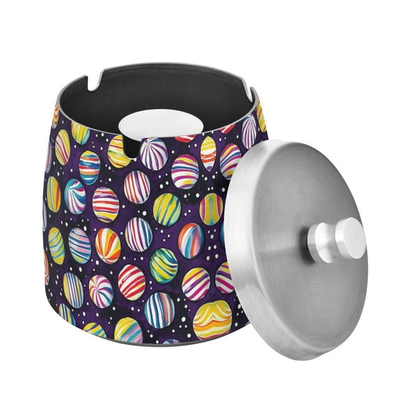 Yayeee Ashtray with Lid for Cigarette Smokeless Stainless Steel Home Ash Holder, Colorful Candies
