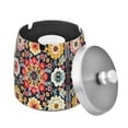 thumbnail image 1 of Yayeee Ashtray with Lid for Cigarette Smokeless Stainless Steel Home Ash Holder, Colorful Floral Pattern, 1 of 7