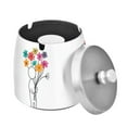 thumbnail image 1 of Yayeee Ashtray with Lid for Cigarette Smokeless Stainless Steel Home Ash Holder, Colorful Flower, 1 of 7