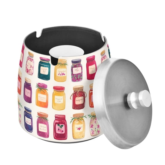 Yayeee Ashtray with Lid for Cigarette Smokeless Stainless Steel Home Ash Holder, Colorful Jam