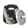 thumbnail image 1 of Yayeee Ashtray with Lid for Cigarette Smokeless Stainless Steel Home Ash Holder, Colorful White, 1 of 7