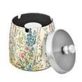 thumbnail image 1 of Yayeee Ashtray with Lid for Cigarette Smokeless Stainless Steel Home Ash Holder, Colorful Wildflowers, 1 of 7