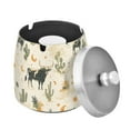 thumbnail image 1 of Yayeee Ashtray with Lid for Cigarette Smokeless Stainless Steel Home Ash Holder, Cowboy Pattern, 1 of 7