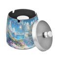thumbnail image 1 of Yayeee Ashtray with Lid for Cigarette Smokeless Stainless Steel Home Ash Holder, Crystal Ocean, 1 of 7