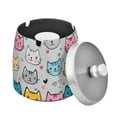 thumbnail image 1 of Yayeee Ashtray with Lid for Cigarette Smokeless Stainless Steel Home Ash Holder, Cute Cat Pattern, 1 of 7