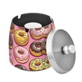 thumbnail image 1 of Yayeee Ashtray with Lid for Cigarette Smokeless Stainless Steel Home Ash Holder, Cute Doughnuts Pattern, 1 of 7