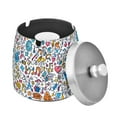 thumbnail image 1 of Yayeee Ashtray with Lid for Cigarette Smokeless Stainless Steel Home Ash Holder, Doodle Pattern, 1 of 7