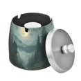 thumbnail image 1 of Yayeee Ashtray with Lid for Cigarette Smokeless Stainless Steel Home Ash Holder, Forest House, 1 of 7