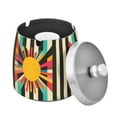 thumbnail image 1 of Yayeee Ashtray with Lid for Cigarette Smokeless Stainless Steel Home Ash Holder, Geometric Sun, 1 of 7