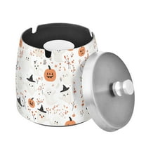 Yayeee Ashtray with Lid for Cigarette Smokeless Stainless Steel Home Ash Holder, Ghost Design