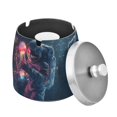 thumbnail image 1 of Yayeee Ashtray with Lid for Cigarette Smokeless Stainless Steel Home Ash Holder, Glowing Jellyfish, 1 of 7