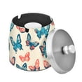 thumbnail image 1 of Yayeee Ashtray with Lid for Cigarette Smokeless Stainless Steel Home Ash Holder, Green Butterflies, 1 of 7
