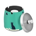 thumbnail image 1 of Yayeee Ashtray with Lid for Cigarette Smokeless Stainless Steel Home Ash Holder, Green Cat, 1 of 7